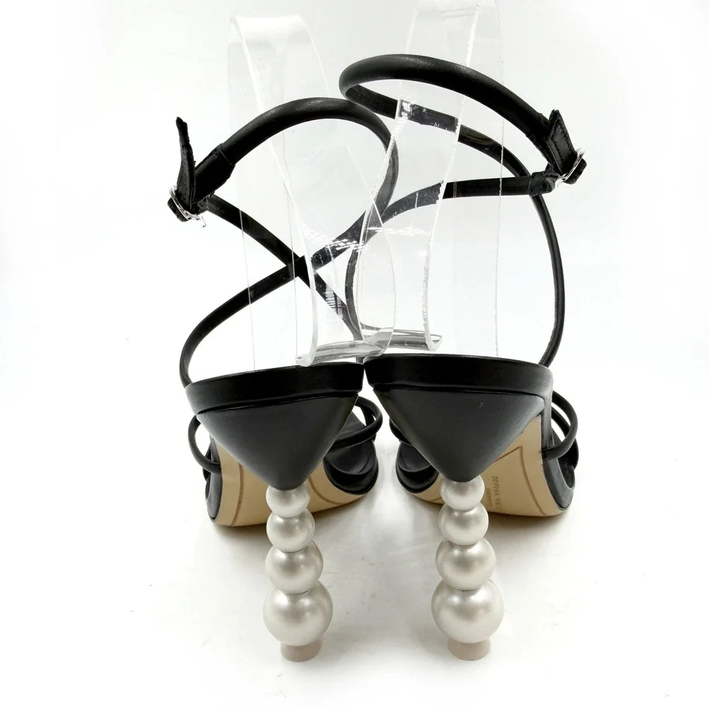 Sophia Webster Perla Strappy Sandal Black Pearl Heels Women Sz 39.5 / 9.5